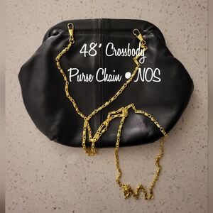 Vintage 80s Gold-Tone Purse Chain Strap | 48" Crossbody Length | NOS